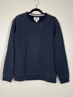 Vintage Lands' End Men's Navy Crewneck Sweatshirt Size L